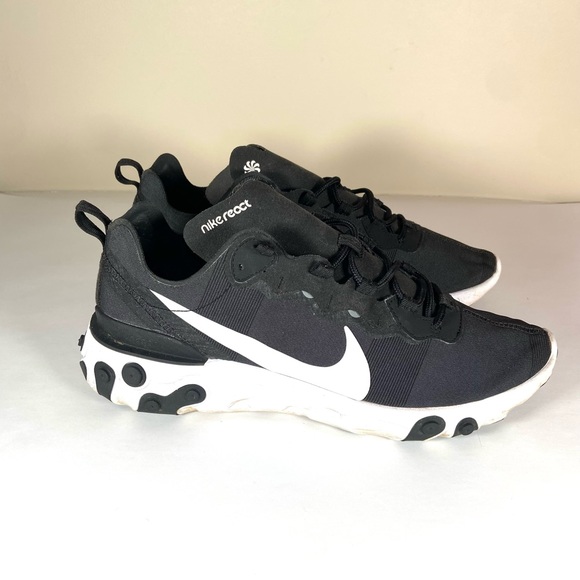 mens nike react element 55 black and white